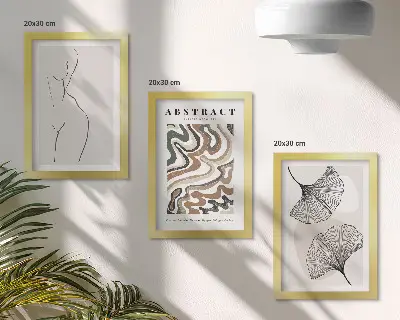 Abstraktni plakat z ženstvenimi oblikami in listi v boemskem slogu komplet slik v okvirju