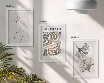 Komplet slik v okvirju Abstraktni plakat ženstvenih oblik, listi v boemskem slogu