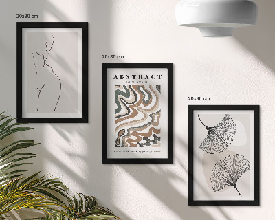 Komplet slik v okvirju Abstraktni plakat ženstvenih oblik, listi v boemskem slogu