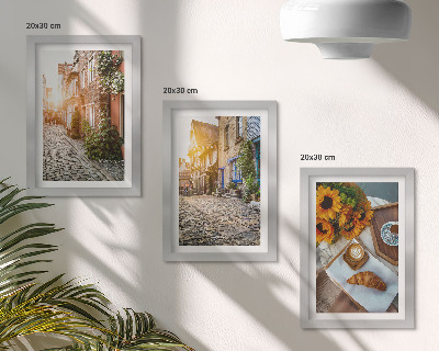 Stenska galerija slik Očarljive ulice s kavo in sončnicami
