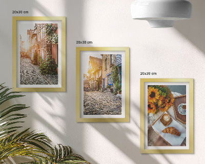 Stenska galerija slik Očarljive ulice s kavo in sončnicami