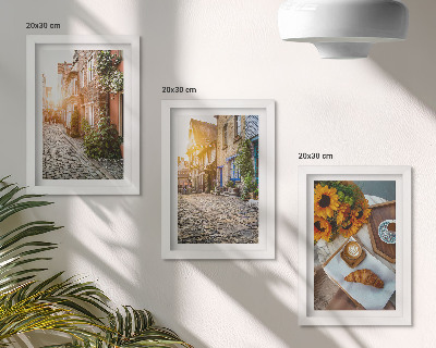 Stenska galerija slik Očarljive ulice s kavo in sončnicami