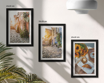 Stenska galerija slik Očarljive ulice s kavo in sončnicami