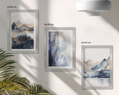 Stenska galerija slik Gorske pokrajine z modrimi in sivimi toni