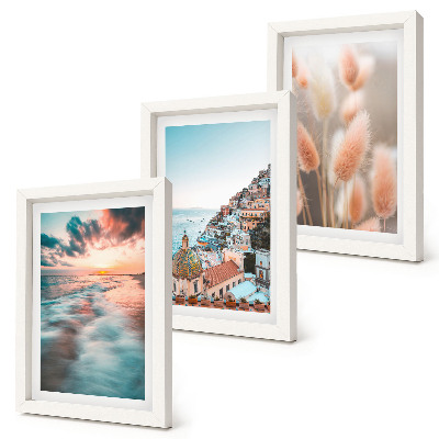 Stenska galerija slik Pogled na morje, sončni zahod, pisane hiše, rože