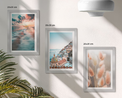 Stenska galerija slik Pogled na morje, sončni zahod, pisane hiše, rože