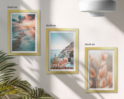 Stenska galerija slik Pogled na morje, sončni zahod, pisane hiše, rože