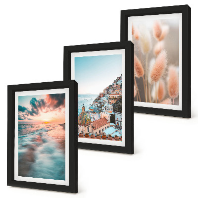 Stenska galerija slik Pogled na morje, sončni zahod, pisane hiše, rože