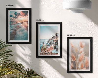 Stenska galerija slik Pogled na morje, sončni zahod, pisane hiše, rože