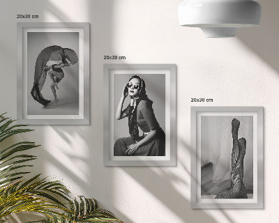 Set 3 slik v okvirju Elegantni črno-beli portreti žensk v elegantnih pozah