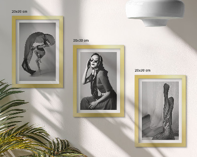 Set 3 slik v okvirju Elegantni črno-beli portreti žensk v elegantnih pozah