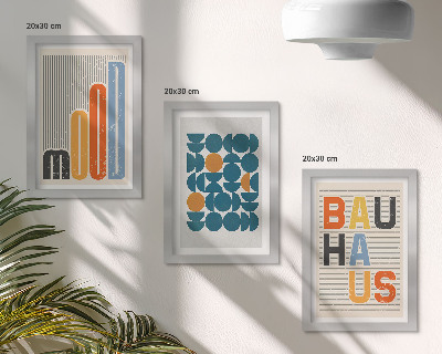 Set 3 slik v okvirju Plakati z geometrijskimi vzorci v slogu Bauhaus