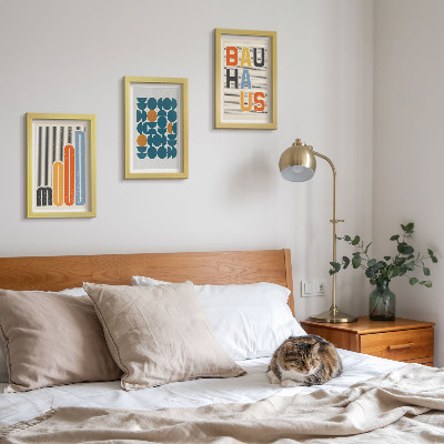 Set 3 slik v okvirju Plakati z geometrijskimi vzorci v slogu Bauhaus