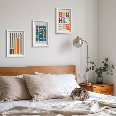 Set 3 slik v okvirju Plakati z geometrijskimi vzorci v slogu Bauhaus