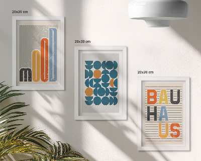 Set 3 slik v okvirju Plakati z geometrijskimi vzorci v slogu Bauhaus