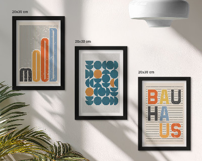 Set 3 slik v okvirju Plakati z geometrijskimi vzorci v slogu Bauhaus
