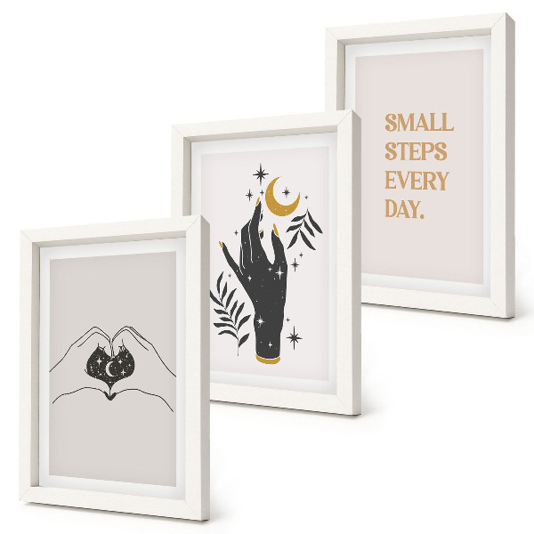 Set 3 slik v okvirju Minimalistične ilustracije, ki navdihujejo boemsko besedilo