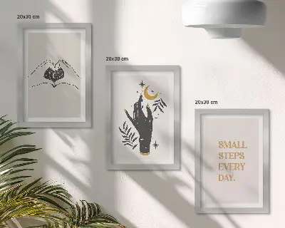 Komplet 3 slik v okvirju minimalistične ilustracije z boemskim napisom
