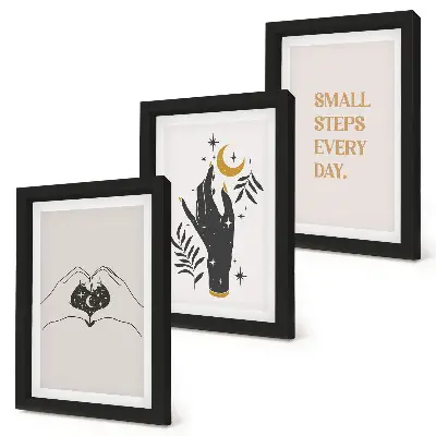 Komplet 3 slik v okvirju minimalistične ilustracije z boemskim napisom