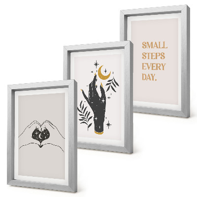 Set 3 slik v okvirju Minimalistične ilustracije, ki navdihujejo boemsko besedilo