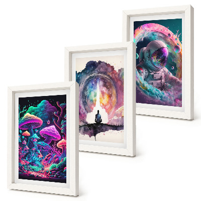 Set 3 slik v okvirju Barvite ilustracije v slogu fantazijske umetnosti