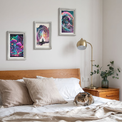 Set 3 slik v okvirju Barvite ilustracije v slogu fantazijske umetnosti