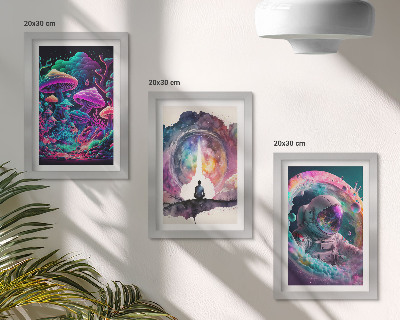 Set 3 slik v okvirju Barvite ilustracije v slogu fantazijske umetnosti