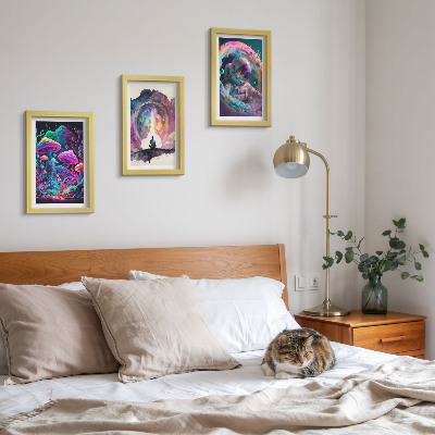 Set 3 slik v okvirju Barvite ilustracije v slogu fantazijske umetnosti