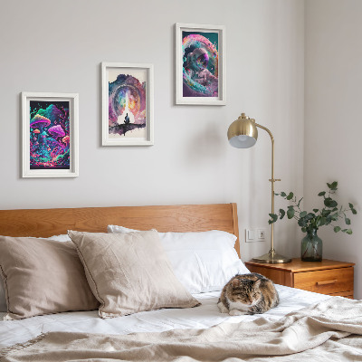 Set 3 slik v okvirju Barvite ilustracije v slogu fantazijske umetnosti