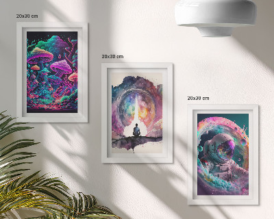Set 3 slik v okvirju Barvite ilustracije v slogu fantazijske umetnosti