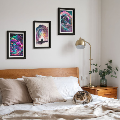 Set 3 slik v okvirju Barvite ilustracije v slogu fantazijske umetnosti