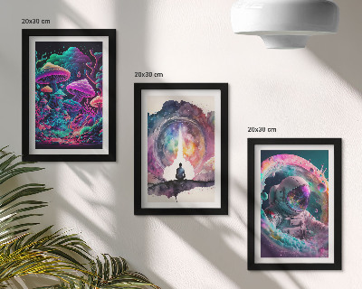 Set 3 slik v okvirju Barvite ilustracije v slogu fantazijske umetnosti