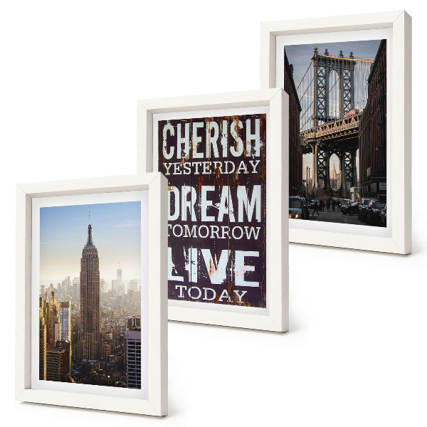 Set 3 slik v okvirju Pokrajine New Yorka z navdihujočim citatom