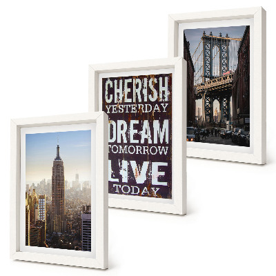 Set 3 slik v okvirju Pokrajine New Yorka z navdihujočim citatom