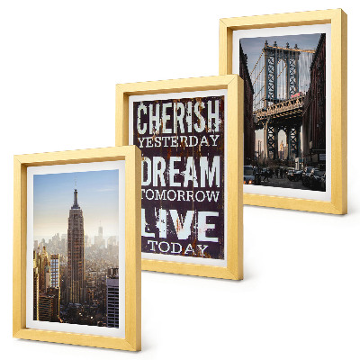 Set 3 slik v okvirju Pokrajine New Yorka z navdihujočim citatom