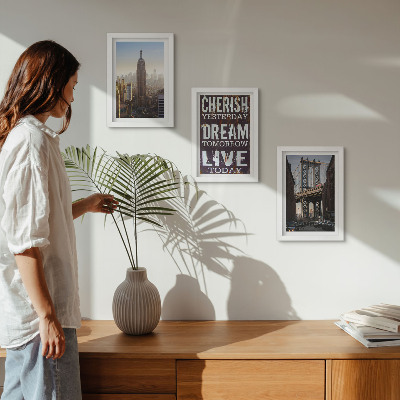 Set 3 slik v okvirju Pokrajine New Yorka z navdihujočim citatom