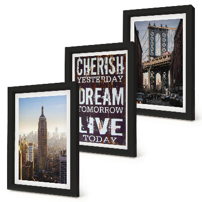 Set 3 slik v okvirju Pokrajine New Yorka z navdihujočim citatom