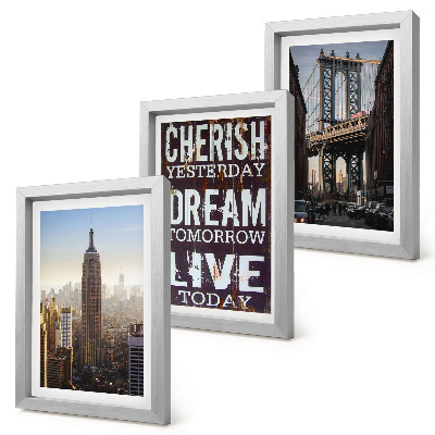 Set 3 slik v okvirju Pokrajine New Yorka z navdihujočim citatom