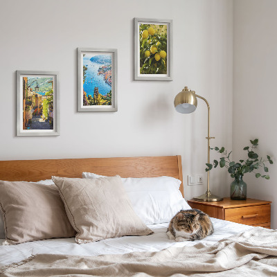 Stenska galerija slik Slikovite obmorske ulice s pogledom na morje in limone