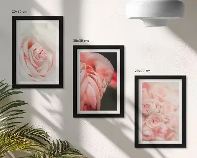Stenska galerija slik v nežnih pastelnih odtenkih rožnate in flaminga
