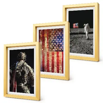 Stenska galerija slik z motivom ameriških nacionalnih simbolov in zastave ZDA