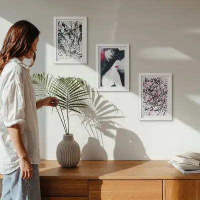 Stenska galerija slik abstraktni vzorci z žensko v klobuku