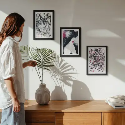 Stenska galerija slik abstraktni vzorci z žensko v klobuku