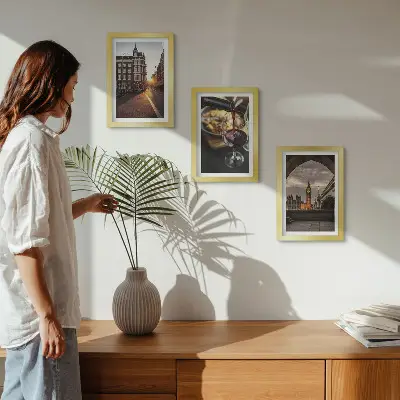 Stenska galerija slik komplet s motivi mesta, hrane in razgledom na London