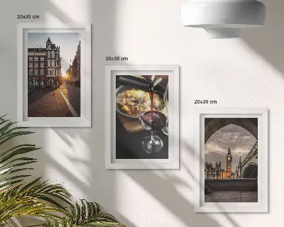 Stenska galerija slik komplet s motivi mesta, hrane in razgledom na London
