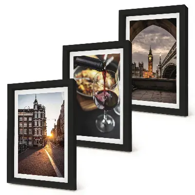 Stenska galerija slik komplet s motivi mesta, hrane in razgledom na London