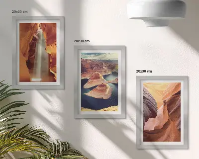 Komplet 3 slik v okvirju slap v soteski in skalne formacije v kanjonu