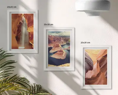 Komplet 3 slik v okvirju slap v soteski in skalne formacije v kanjonu