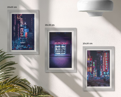 Stenska galerija slik Nočno mesto z neonskimi lučmi in vhodom v kino