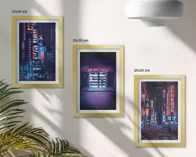 Stenska galerija slik Nočno mesto z neonskimi lučmi in vhodom v kino
